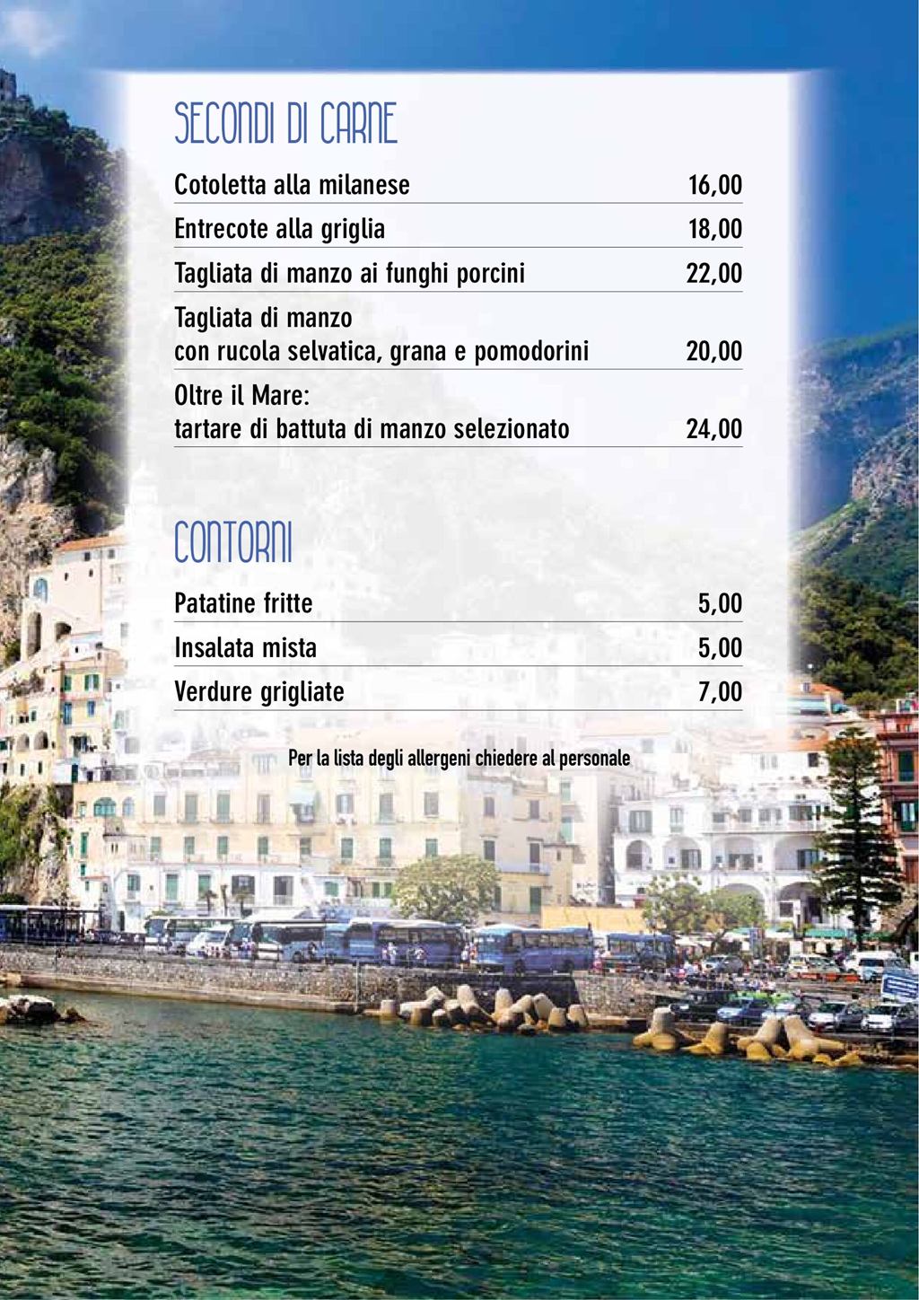 Costa d'Amalfi Brembate - menu secondi carne